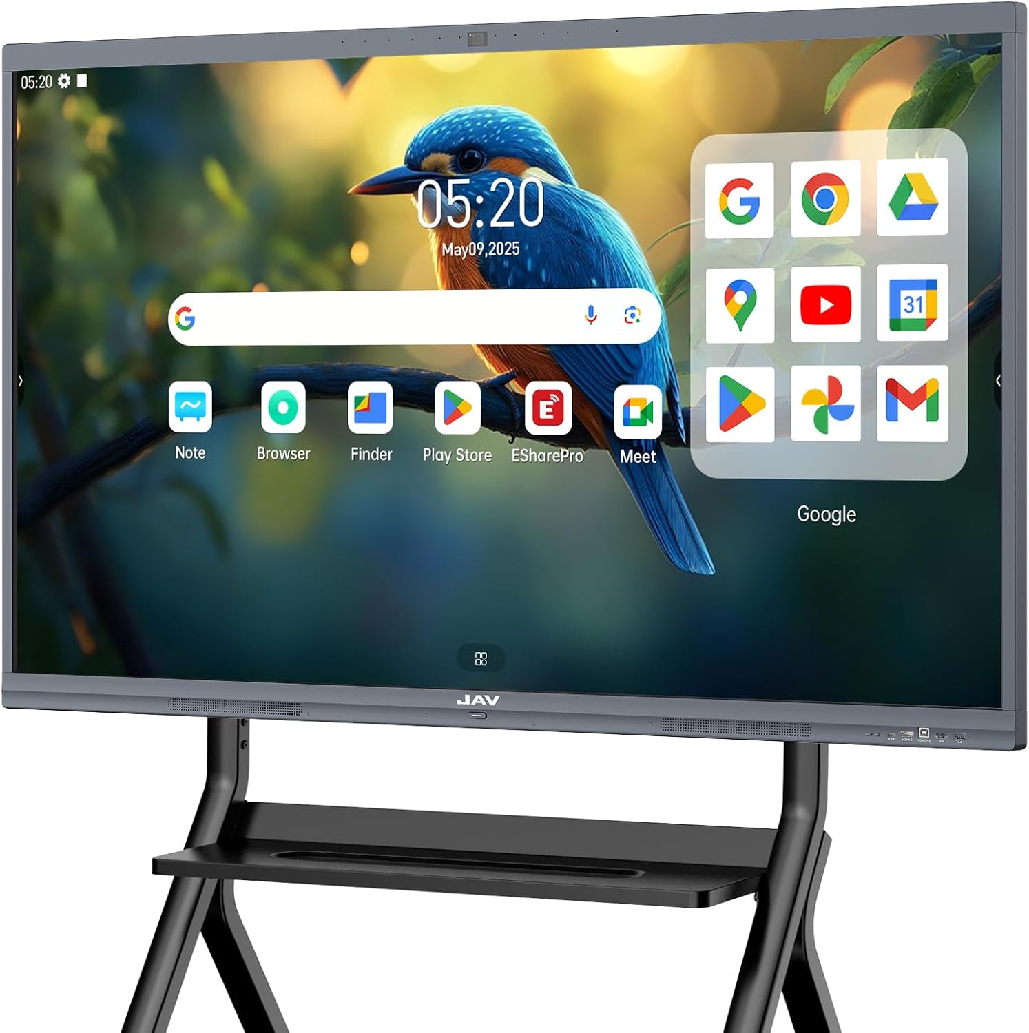 JAV Interaktives Whiteboard 65 Zoll Smartboard, 4K UHD Touchscreen Android 14 mit Google EDLA Zertifiziert Digitale Elektronische Whiteboard, 8+128GB Eingebaute 48MP AI Kamera für Büro, Klassenzimmer