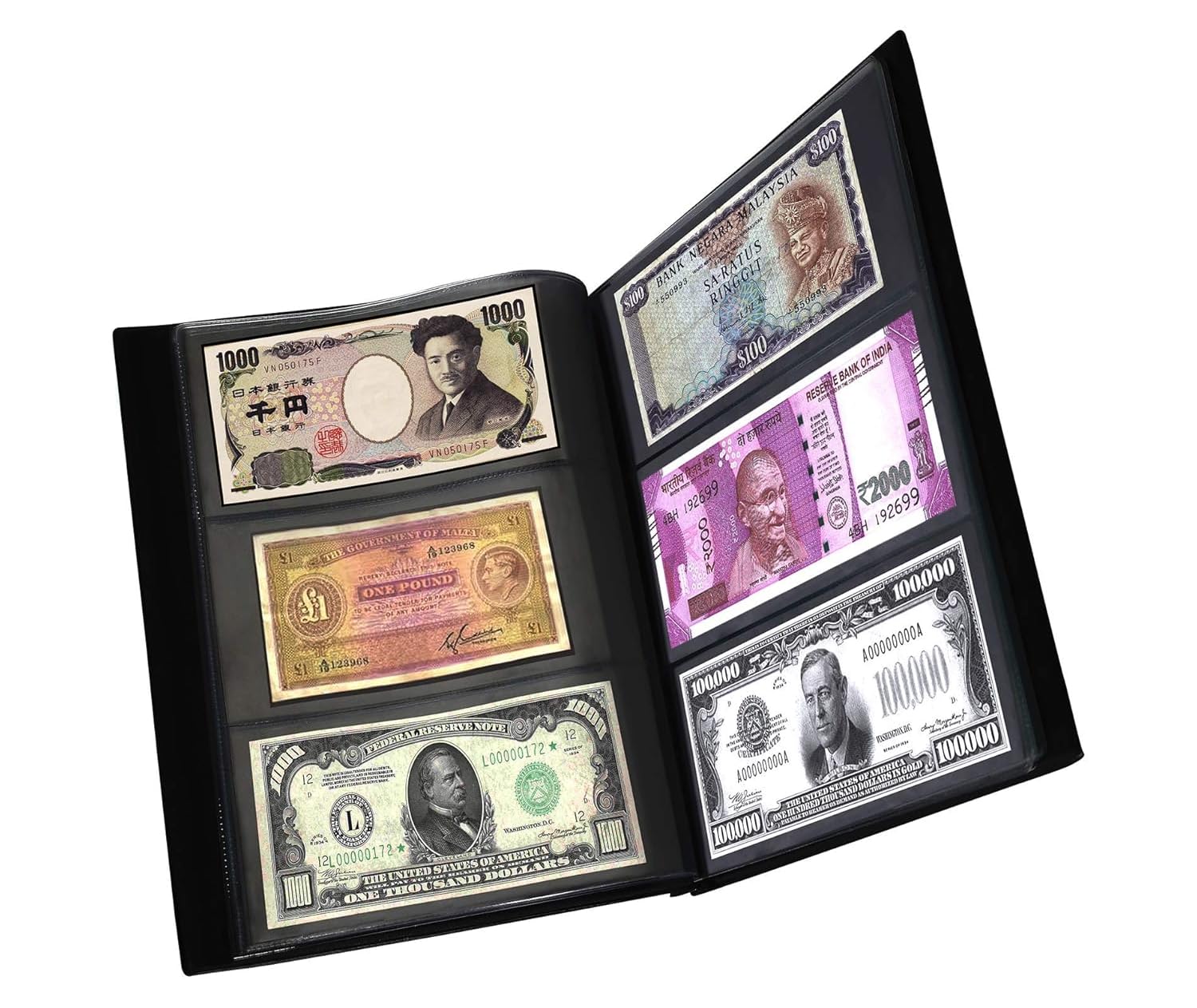 HATHIYANI Currency Album for Notes (90 Pockets) - Faux Leather Cover Currency Note Collection Album - Fits Big Currency Notes (Black) (PACK OF 1) 3