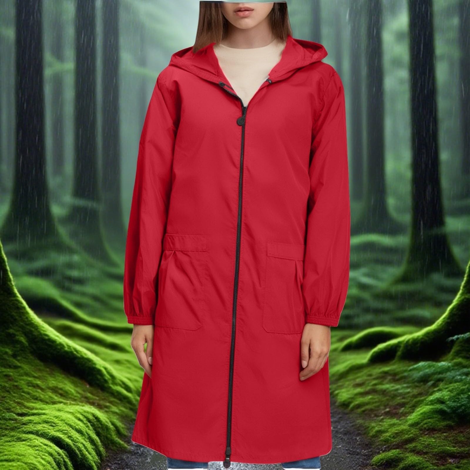 Veste de pluie pour femme, légère, pliable, imperméable, avec capuche, manteau de pluie, veste softshell, veste de vélo, grandes tailles, coupe-vent, veste d'extérieur, coupe-vent, poncho de