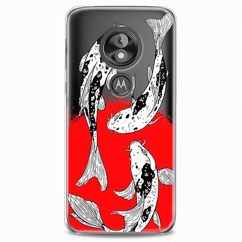 Miniatura 7 de Cavka Funda de TPU compatible con Motorola G9 G8 Plus G7 E20 P40 Z4 Edge 20 G22 Stylus Koi Fishes pintura flexible de silicona roja bonita impresión