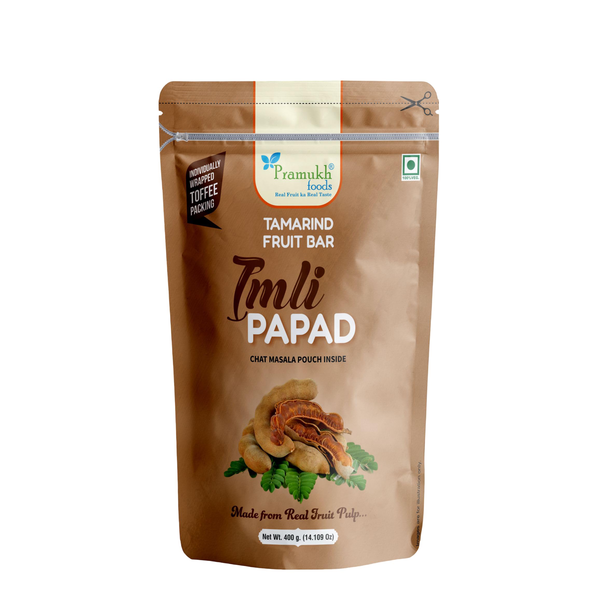 Pramukh Foods Tamarind Papad (400 gm) | Imli Papad | Khatta Meetha Imli Papad |Individually wrapped toffee with Chat masala Pouch inside-image-15