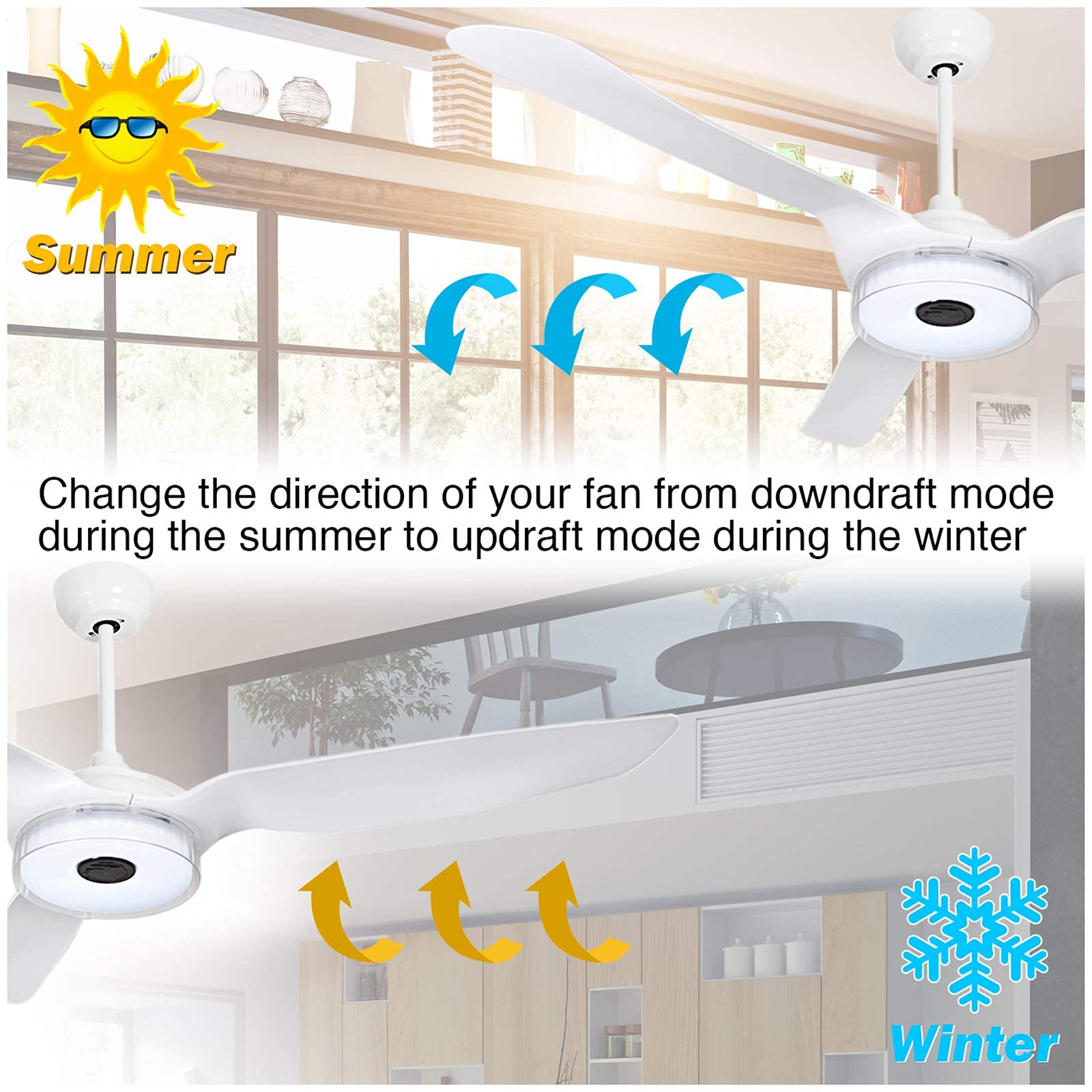 Buy Trifecte 60 Inch Indoor&Outdoor Ceiling Fan with Light and Remote