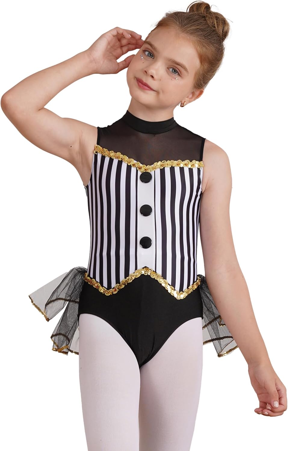 Linjinx Kids Girls Jazz Dance Costumes Sparkly Sequins Tassels Leotard Dress Modern Latin Salsa Rumba Royal Blue 6
