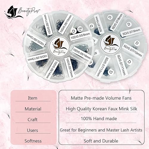 Miniatura 5 de Kit de extensiones de pestañas prefabricadas 5D, bandeja mixta 5D, 500 abanicos de extensiones de pestañas premontadas, abanicos de pestañas