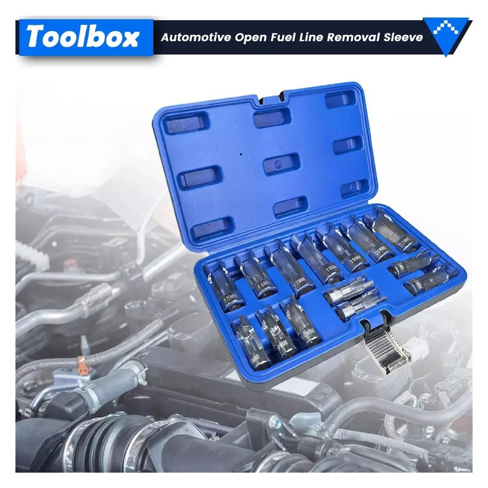NOX Sensor Óxido Nitrógeno Juego Enchufes Con Sensores Oxígeno, Herramientas Extracción Unidades 3/8 "y 1/2", Llaves Inglesas Reparación Con Caja Almacenamiento, 14 Piezas