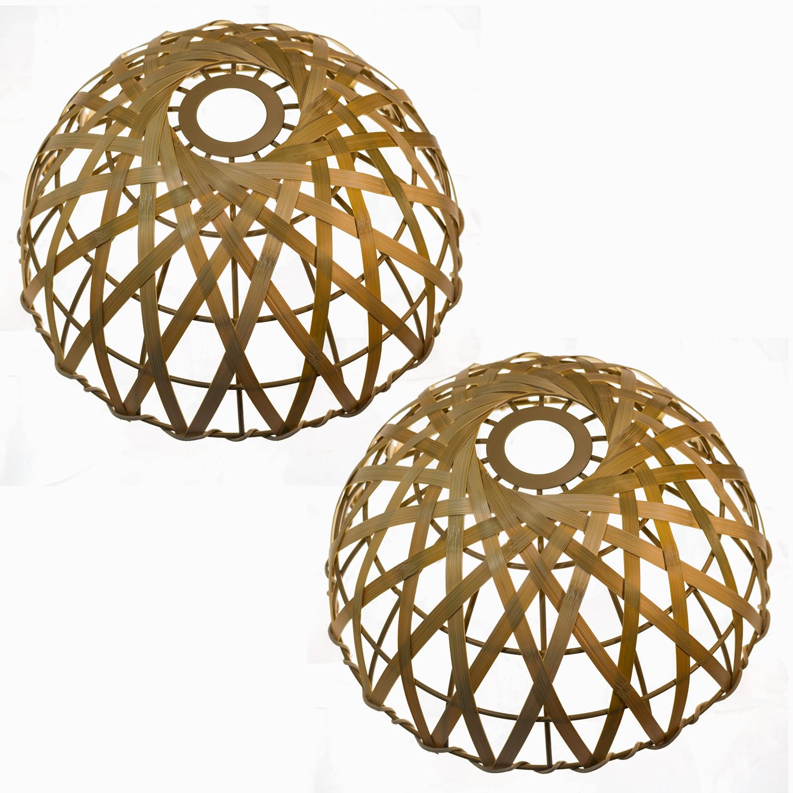 Pendant Light Shade Ceiling Lighting Shade (Screw on),Set of 2 Woven-Wicker Light Shades,Replacement Pendant,Ceiling Light Fixtures