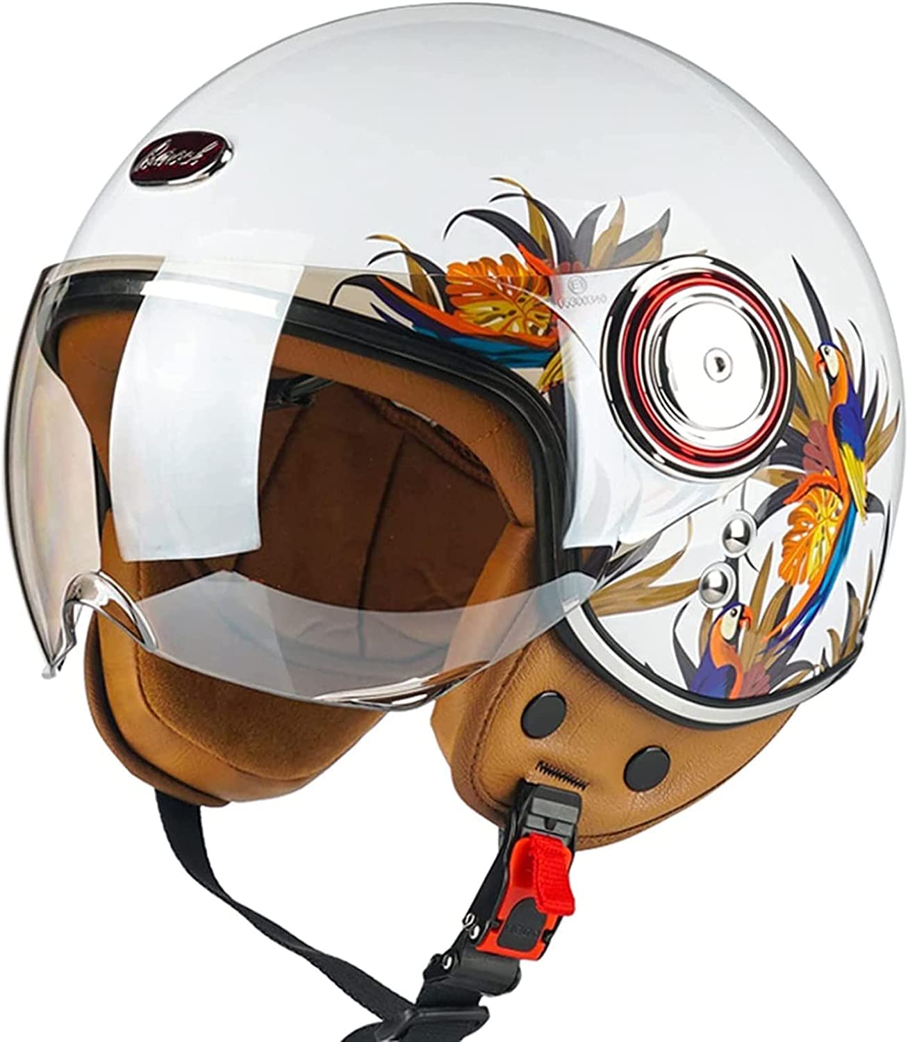 Adultos Casco Moto Jet Retro Casco Moto Abierto Casco De Patinete Eléctrico ECE Homologado Jet Casco Casco Moto para Mujer Hombre Adultos con Visera