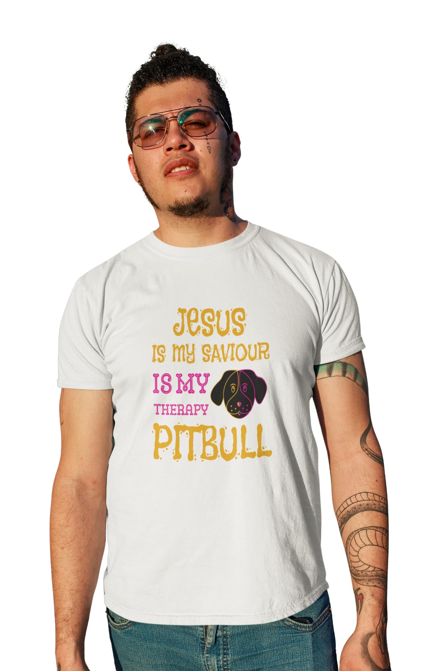 Aayansh CREATIONJesus is My Savior- White - Printed Stylish Cotton Tshirt- Tshirts for Men