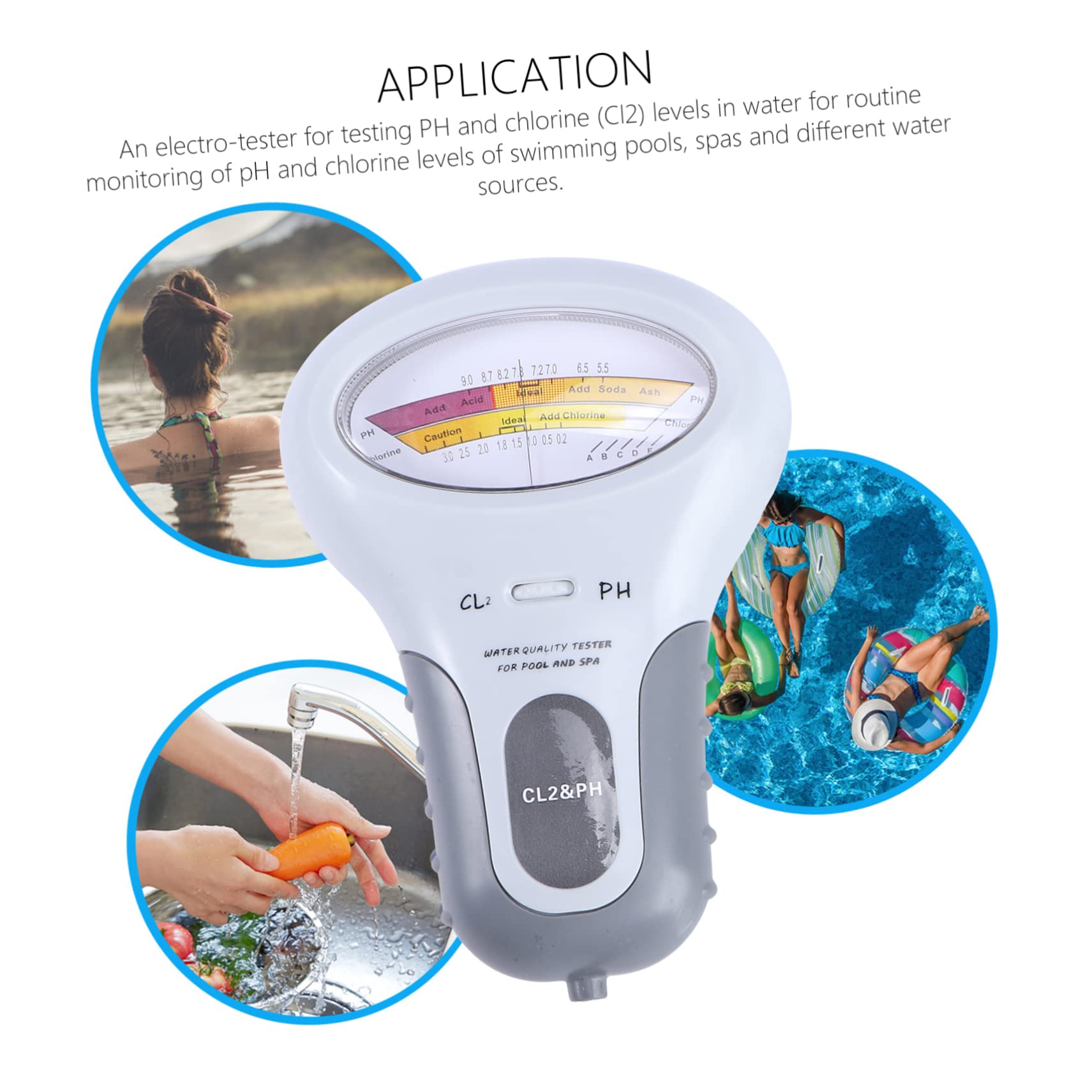 Medidor de Ph de Piscina Pc102 Portátil de Plástico Blanco