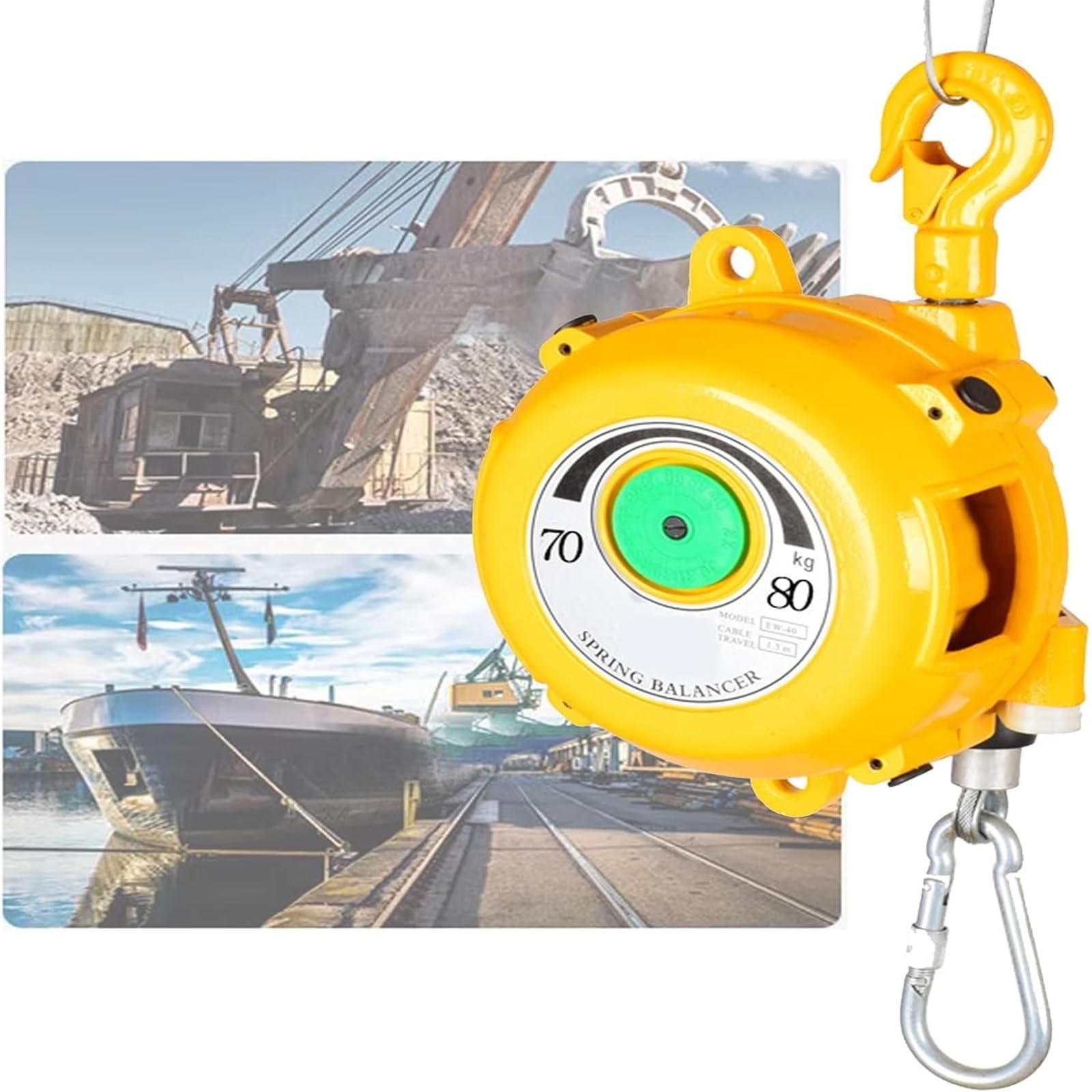 HYQOUKLR Telescopic Spring Balancer, Spring Balancer Aluminum Retractable 1.5m Wire Rope Adjustable Tension 3-200kg(80kg)