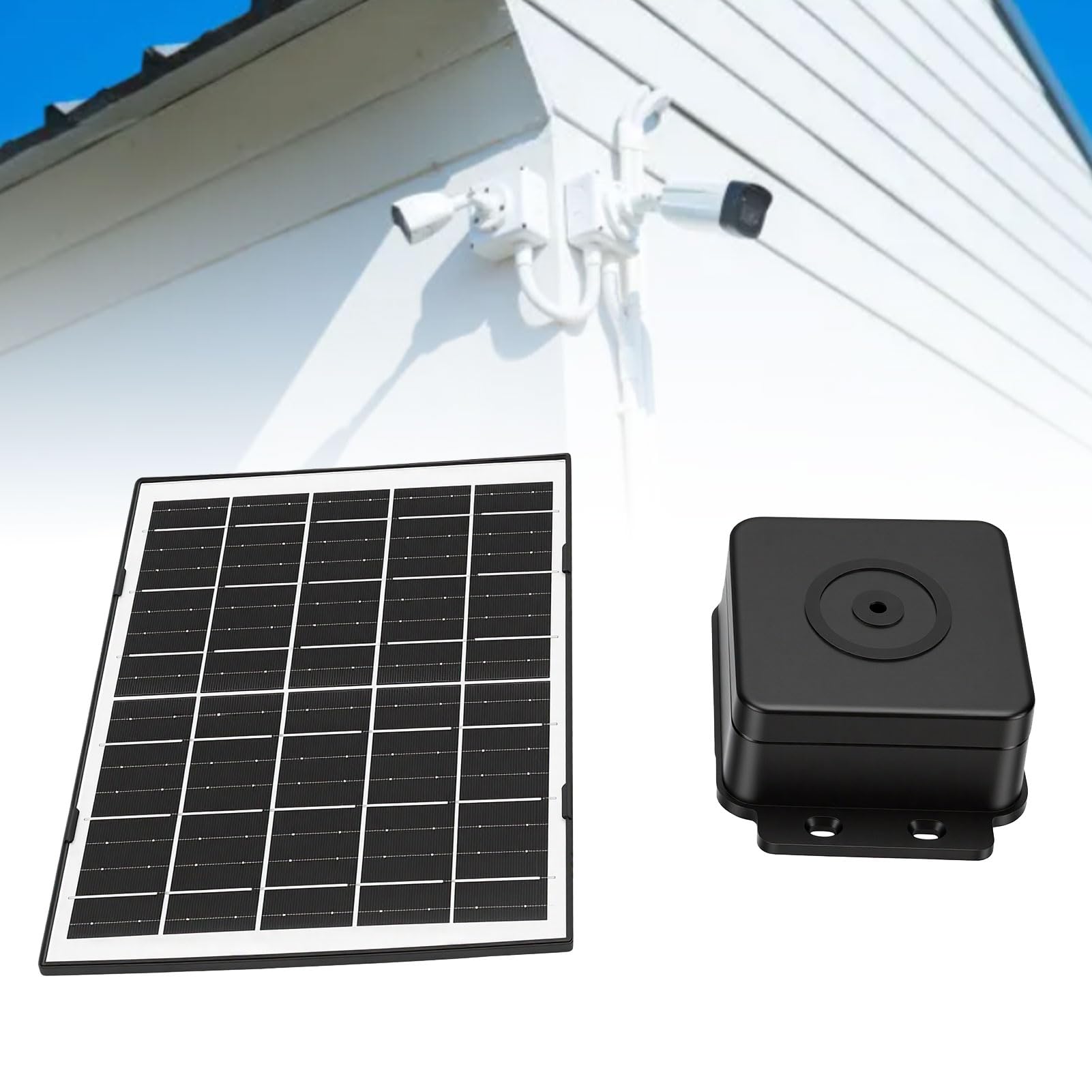 4 W Tragbares Solarpanel, 15000 MAh Eingebauter mit Typ-C-Ausgang, 5 V 1 A für Outdoor-Überwachungskameras, Smart Locks, Campingleuchten (BLACK)