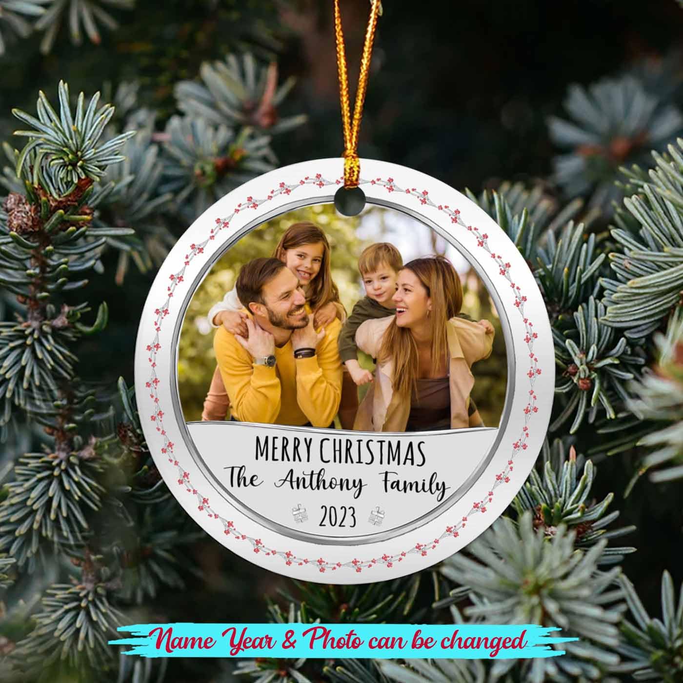 Adornos Navideños Personalizados De Madera 2025 - Nombres Grabados, Decoración Árbol De Navidad