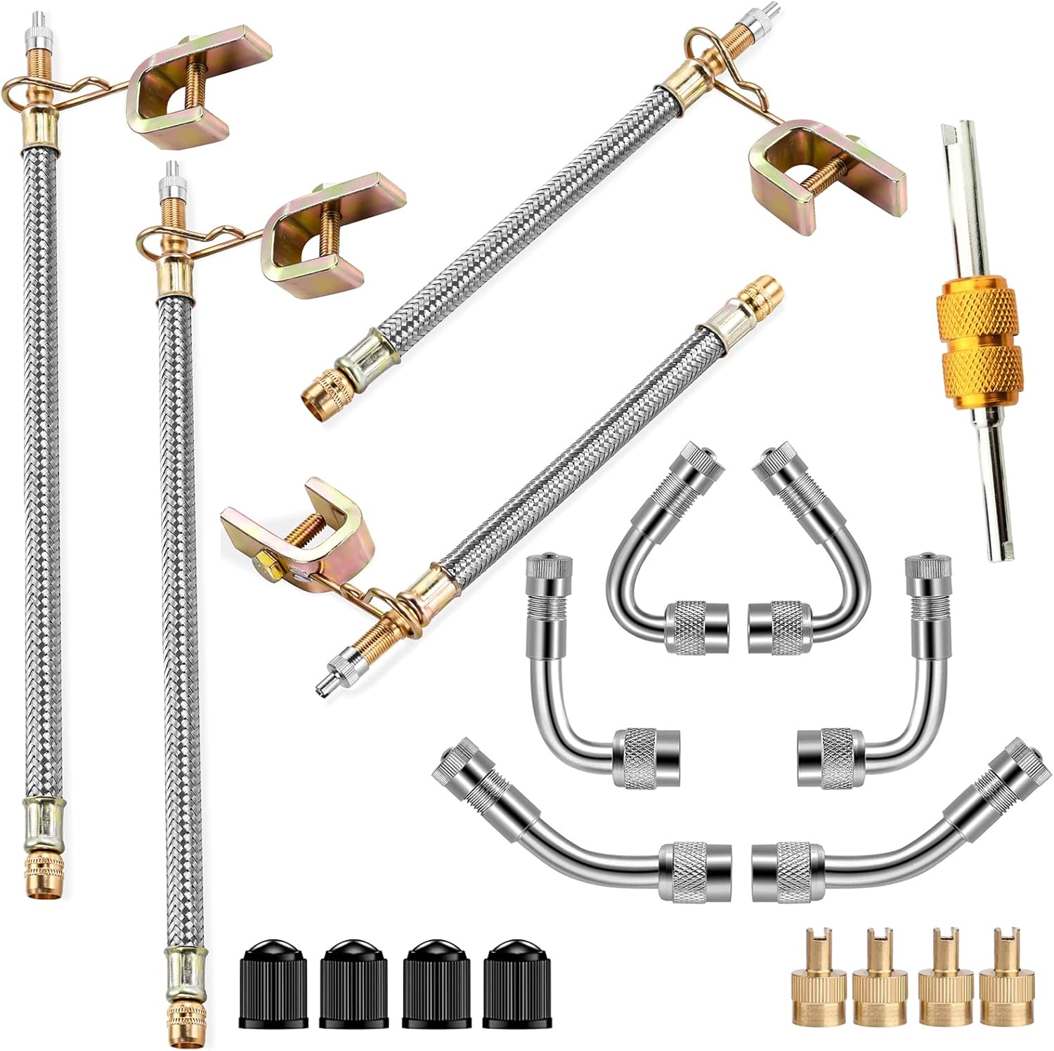 Stainless Steel Valve Stem Extension Braided Valve Stem Extender 6 Pieces 45 90 135 Degree Brass
