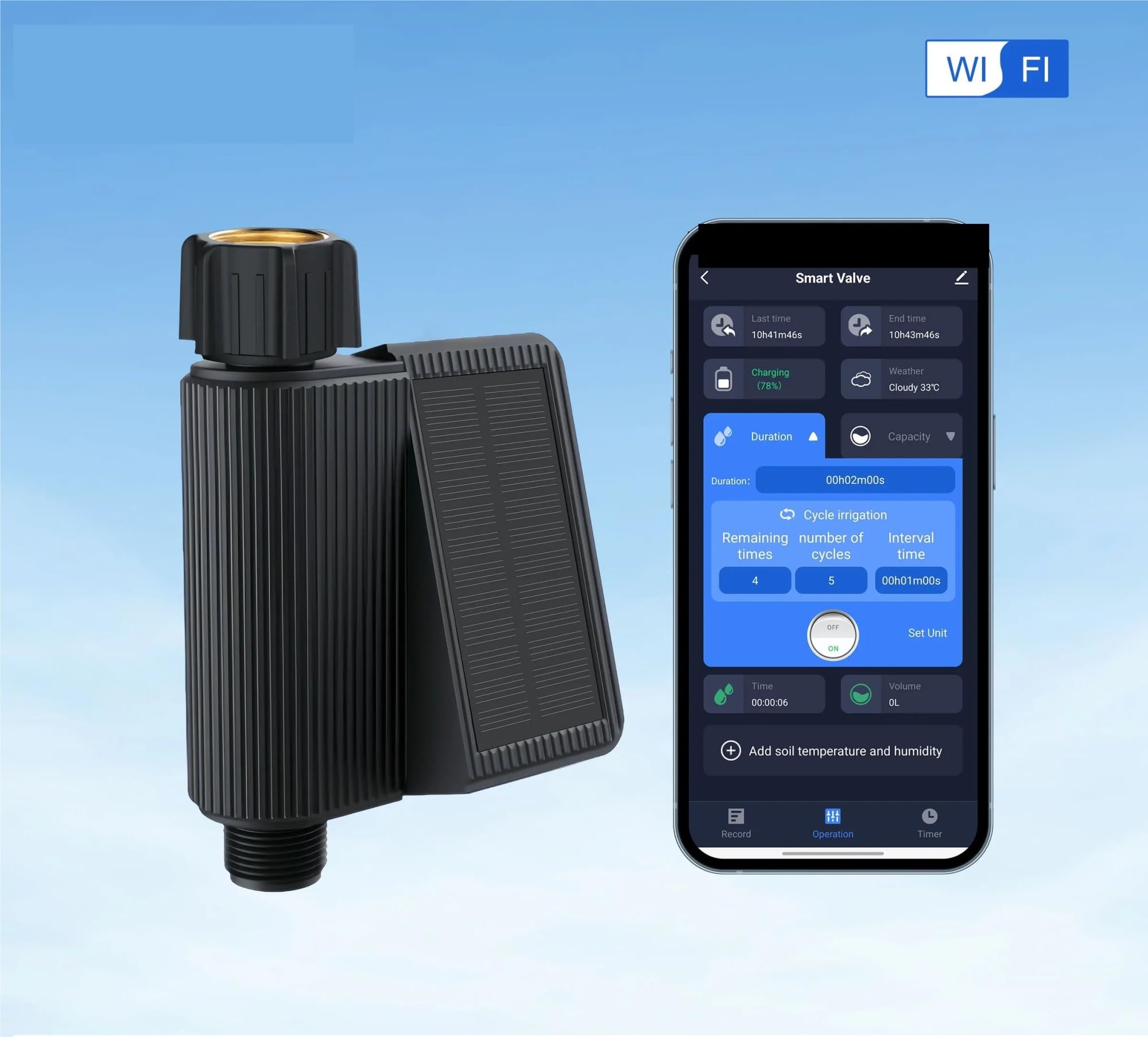 Timer for irrigazione intelligente alimentato a energia solare, timer for rubinetto flessibile Wi-Fi con ingresso in ottone, timer for irrigazione programmabile, nessun hub richiesto