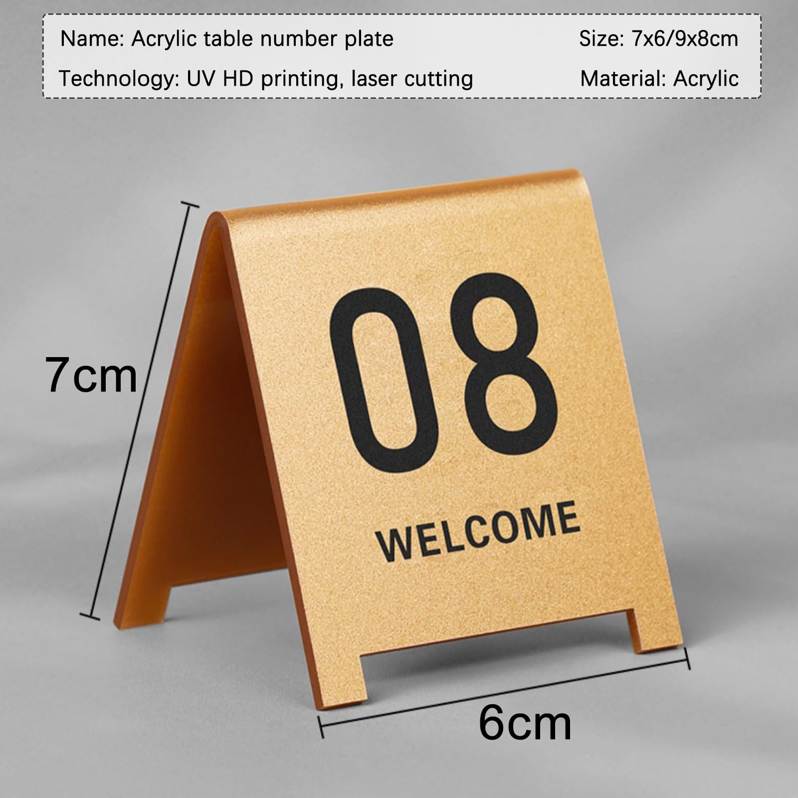 Números De Mesa para Restaurante Tarjeta con Números De Doble Cara Estilo Carpa, Números De Mesa Acrílicos, Ideal para Bodas, Aniversarios, Fiestas, Restaurantes, Cafeterías, Bares(Gold-6CM,1-100)