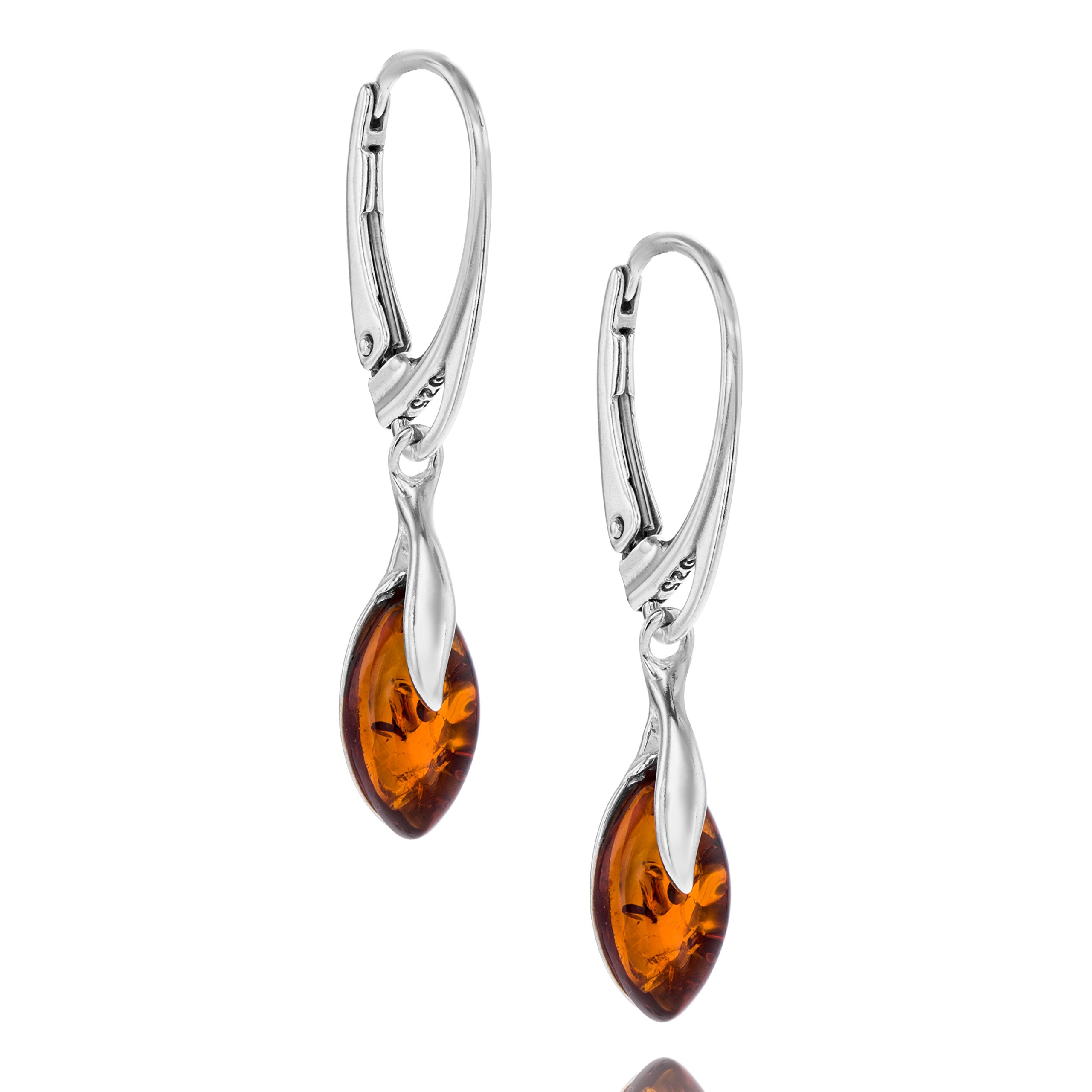 Copal Orecchini Artigianali In Argento Sterling Con Ambra In Design A Goccia Placcati In Oro