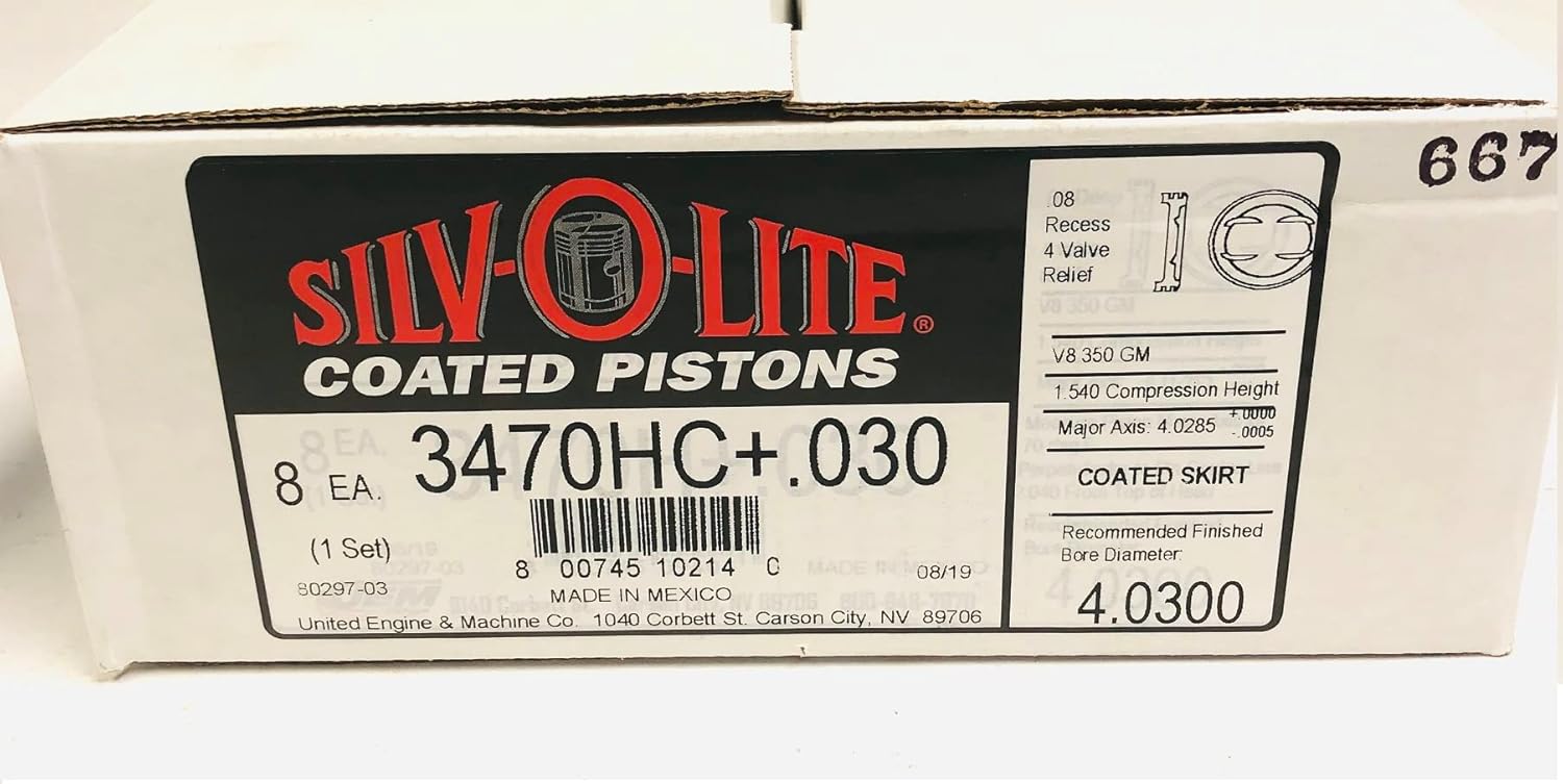 Silvolite Pistons & Matching Rings compatible with 1996-01 Chevy 5.7 5.7L 350 Vortec Hypereutectic Coated Skirt Pistons Set of (8) +.030". 4.030" Bore Diameter