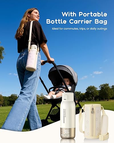 Miniatura 5 de Calentador de botellas portátil para viajes, calentador de botellas de gran capacidad de 20 onzas sobre la marcha, batería de larga duración de