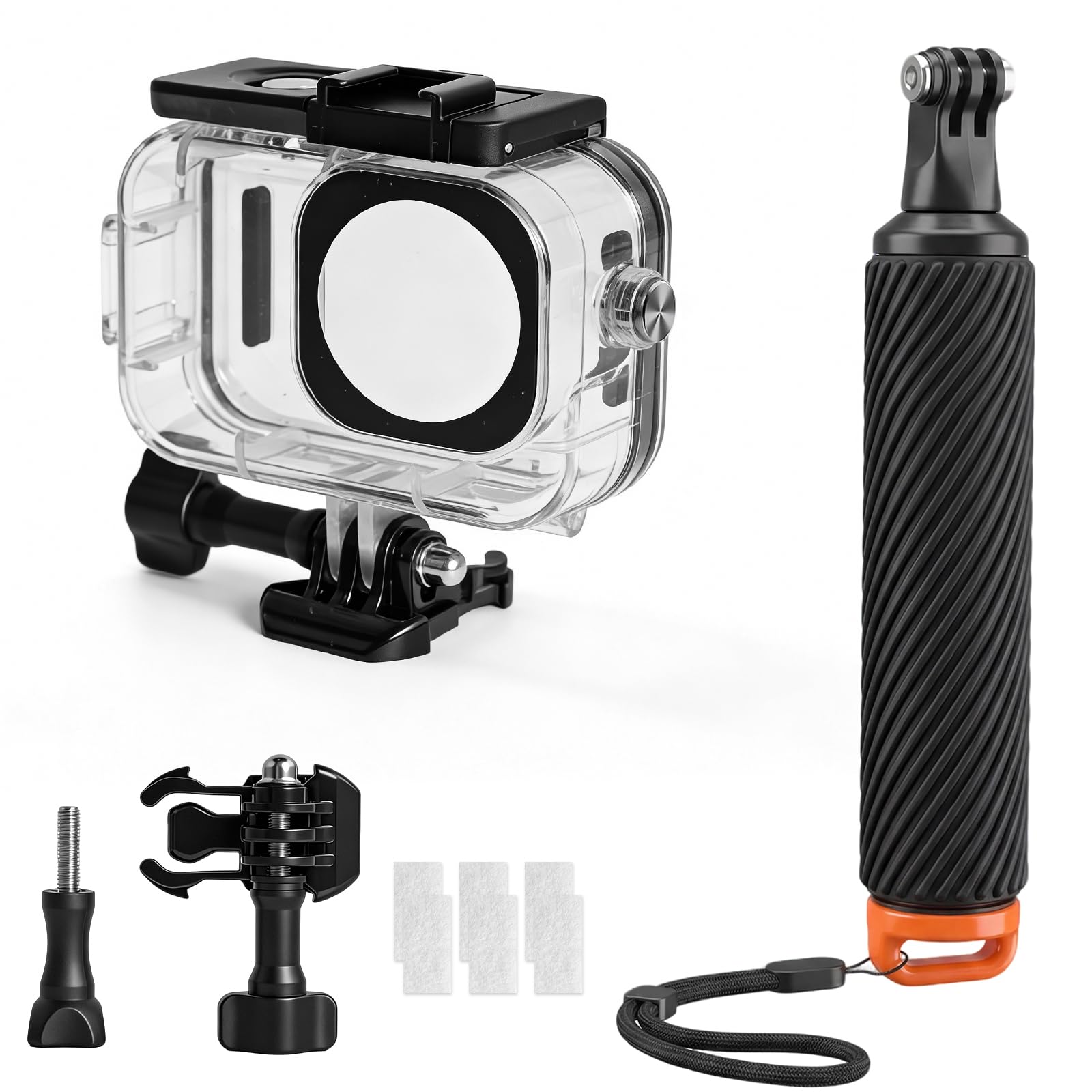 Custodia impermeabile compatibile con fotocamera DJI Osmo Action 6, custodia subacquea da 60 m con manico galleggiante, anti-nebbia e supporto a sgancio rapido, accessori a vite per Action 6