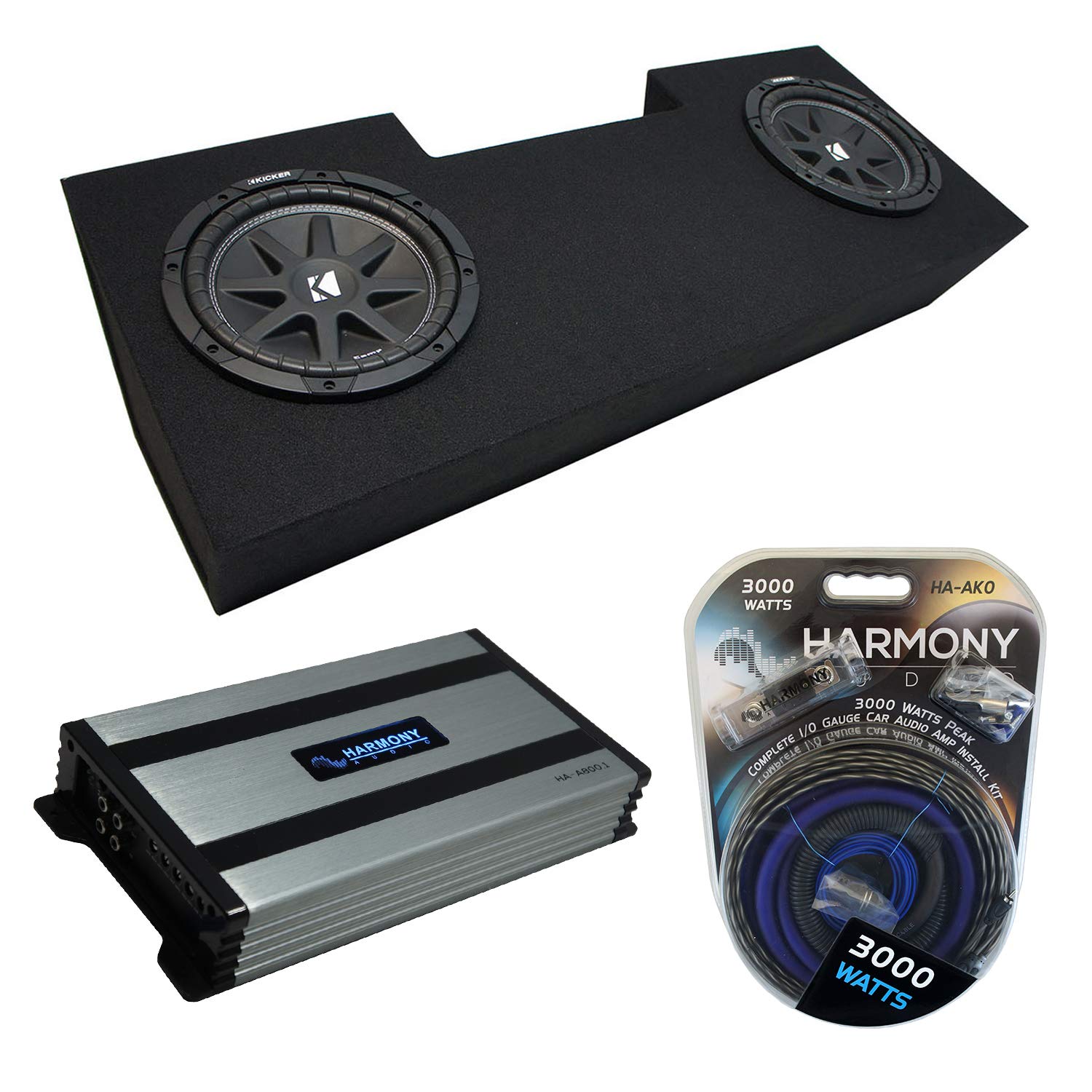 Harmony Audio HA-A800.1 Compatible with GMC Canyon Crew Cab Truck 2004-2014 Class Mono 1600W Sub Amp, 43CVT104 10