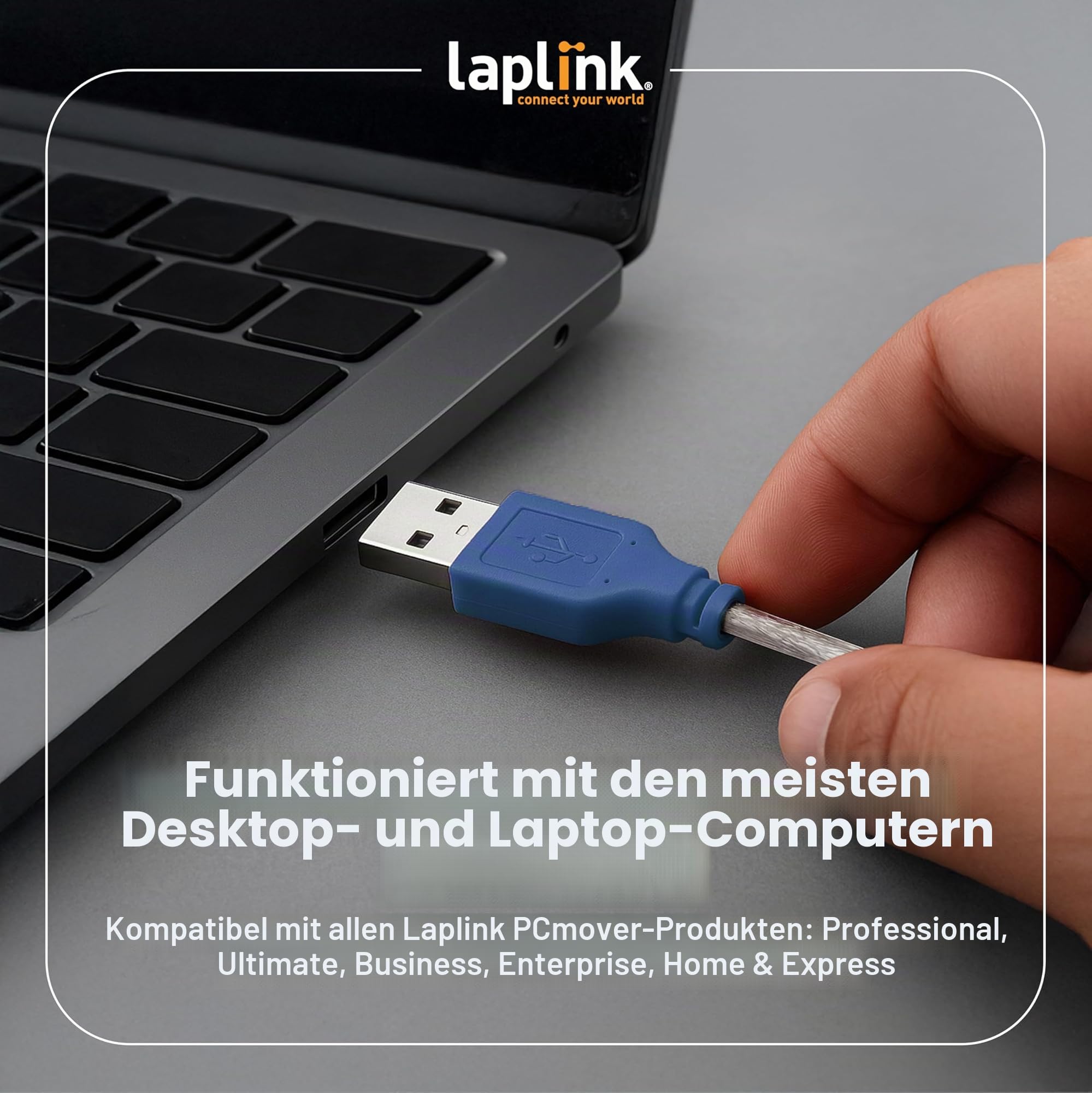 LAPLINK USB 3.0 Super Speed Kabel – 5 Gbit Transferkabel für PCmover, 5.000 Mbit USB 3.0 Kabel, Datenkabel, USB Port, Typ A Stecker, 1.80 m - 1 STK