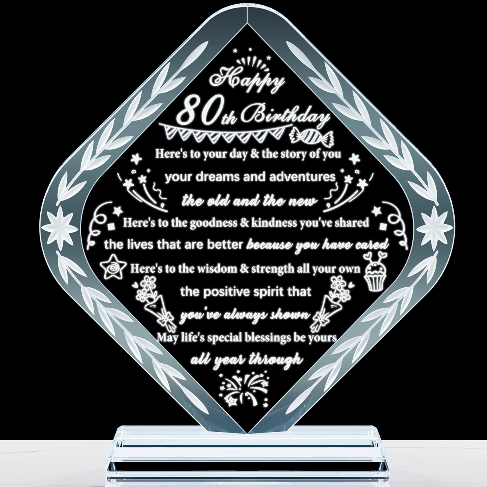 YWHL 80th Birthday Gifts for Women Men Crystal Gift for 80 — free download