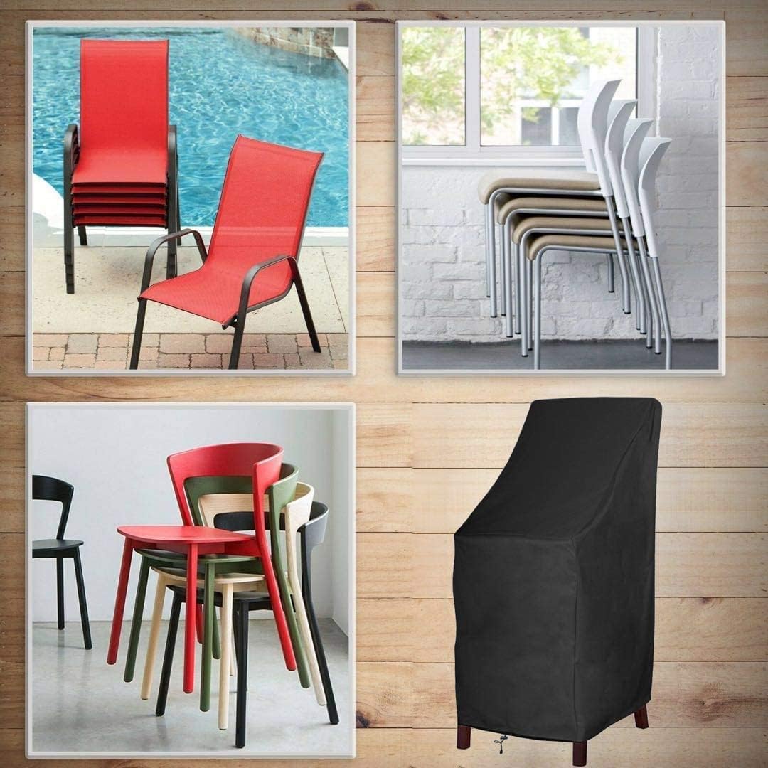 High Back Patio Chair Cover, Stackable Outdoor Chair Covers, Durable 600D Oxford Barstool Covers, Heavy Duty Waterproof Tall Chair Covers, Storage Bag Included, 2 Pack - Image 6
