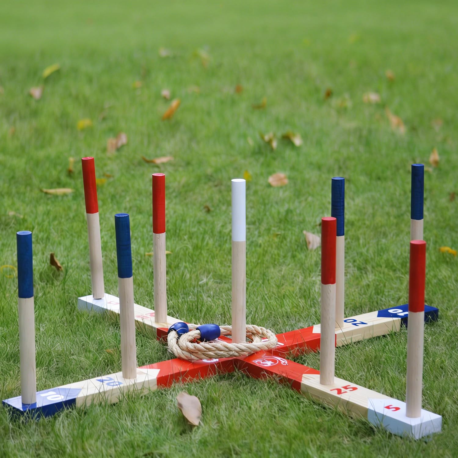 Holz Ringwurfspiele, Premium Quoits Gartenspiel Set, Wurfspiel