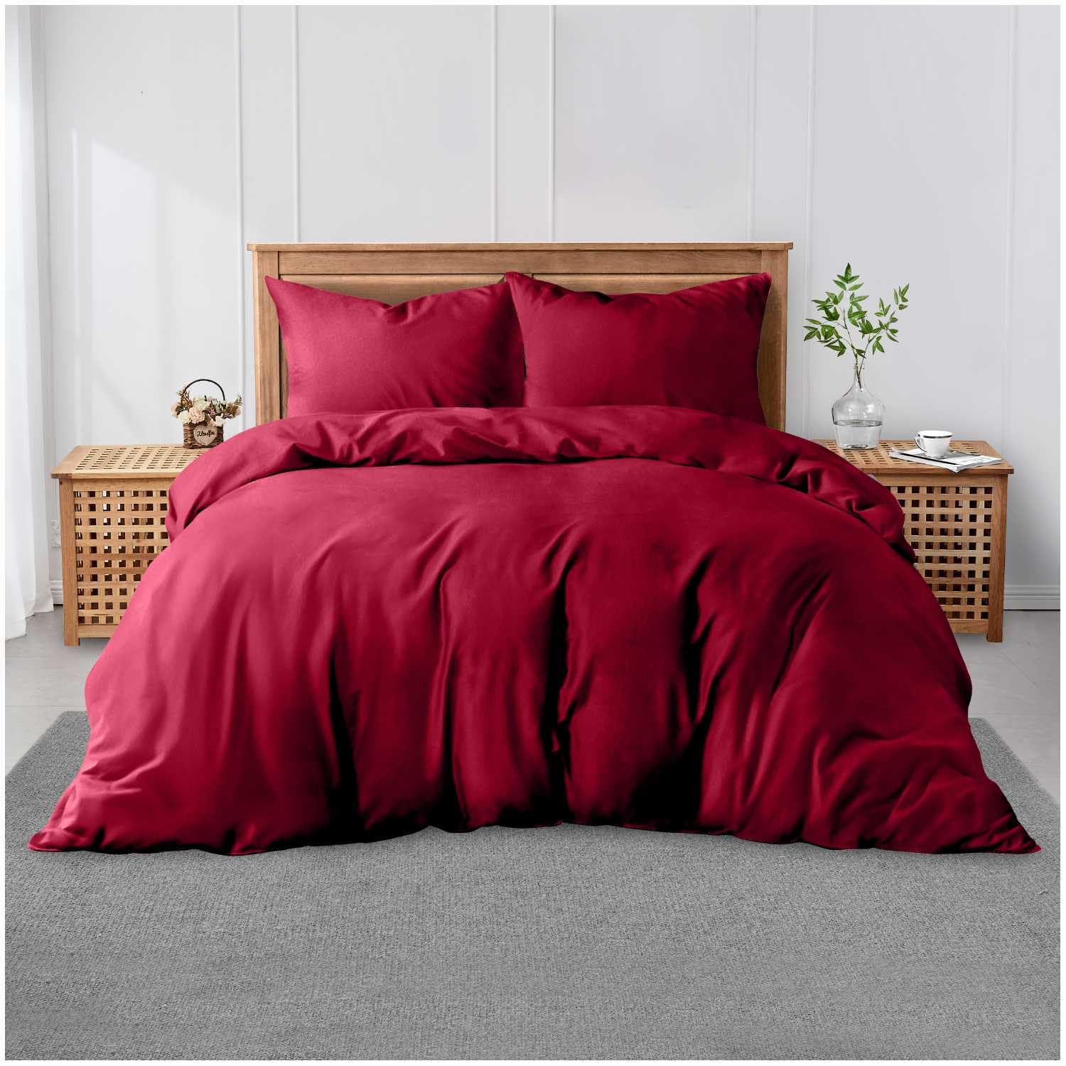 GC GAVENO CAVAILIA Plain Bedding Set, Red, Double