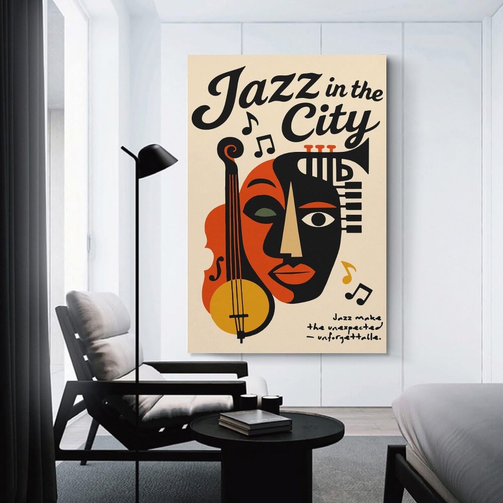 Junmoney Jazz in The City Decorative Canvas Print, 20x30inch(50x75cm), for Study, Office Or Focused Interiors, Canvas Wall Decor for Creative Rooms