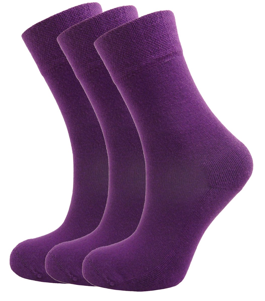 Green Bear Bamboo Purple Colour Socks 6-8-Cushioned Sole-Soft Antibacterial- 3 Pack