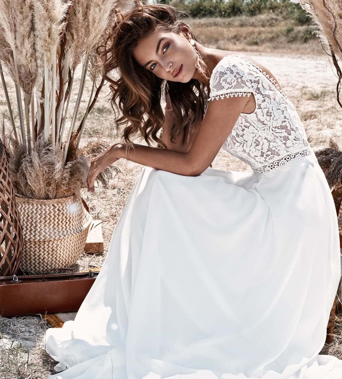 Comprar Vestidos de Novia de Productos, Vestidos de Novia Retro, Vestidos de Novia de Línea a Y Vestidos de Sirena de Encaje, Blanco, 8