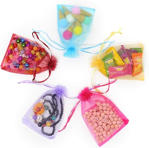 Miniatura 181 de Dealglad 100pcs Drawstring Organza bolsas de joyería caramelo para fiestas, casamientos, regalos Negro
