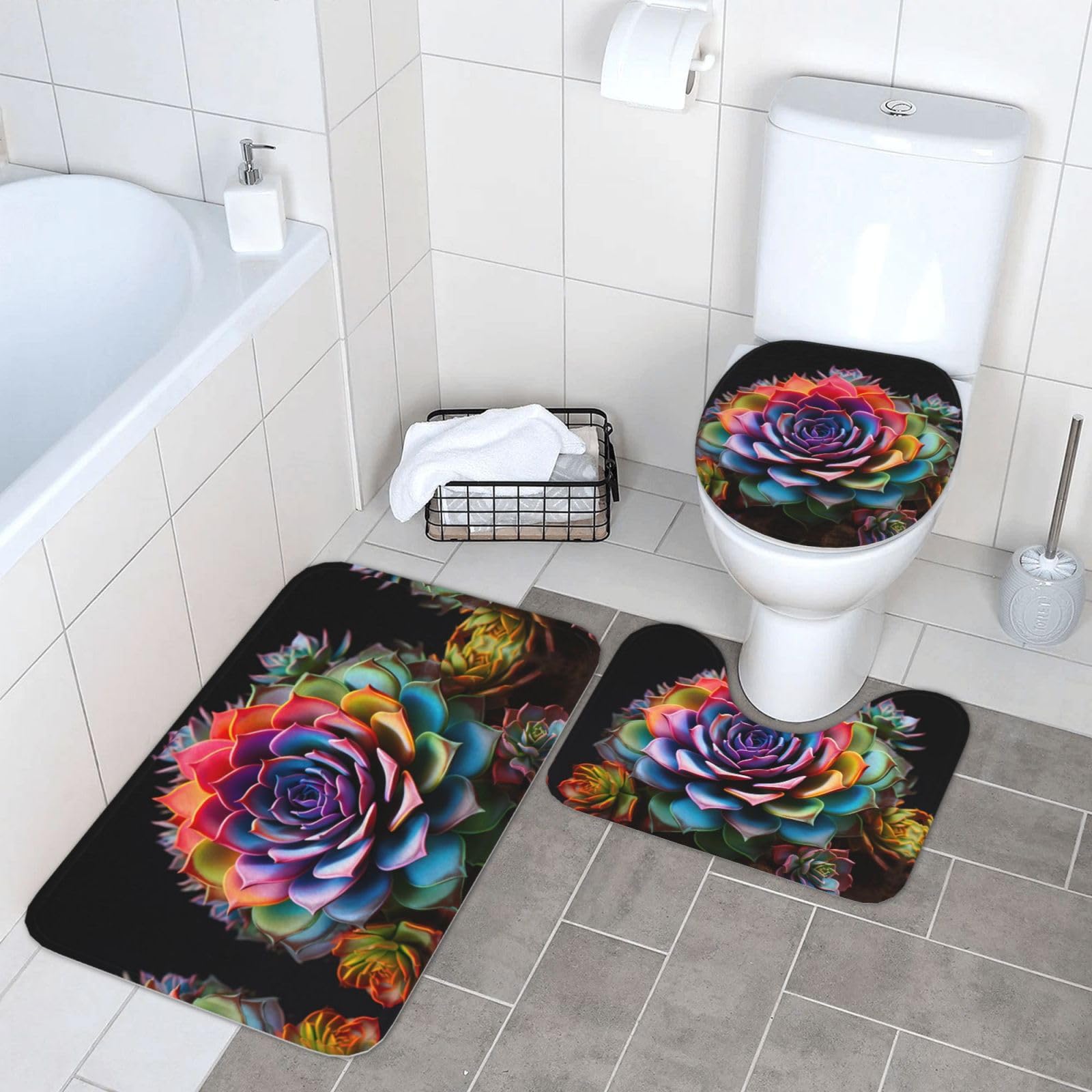 Tapis de salle de bain antidérapant en flanelle absorbante et durable pour wc