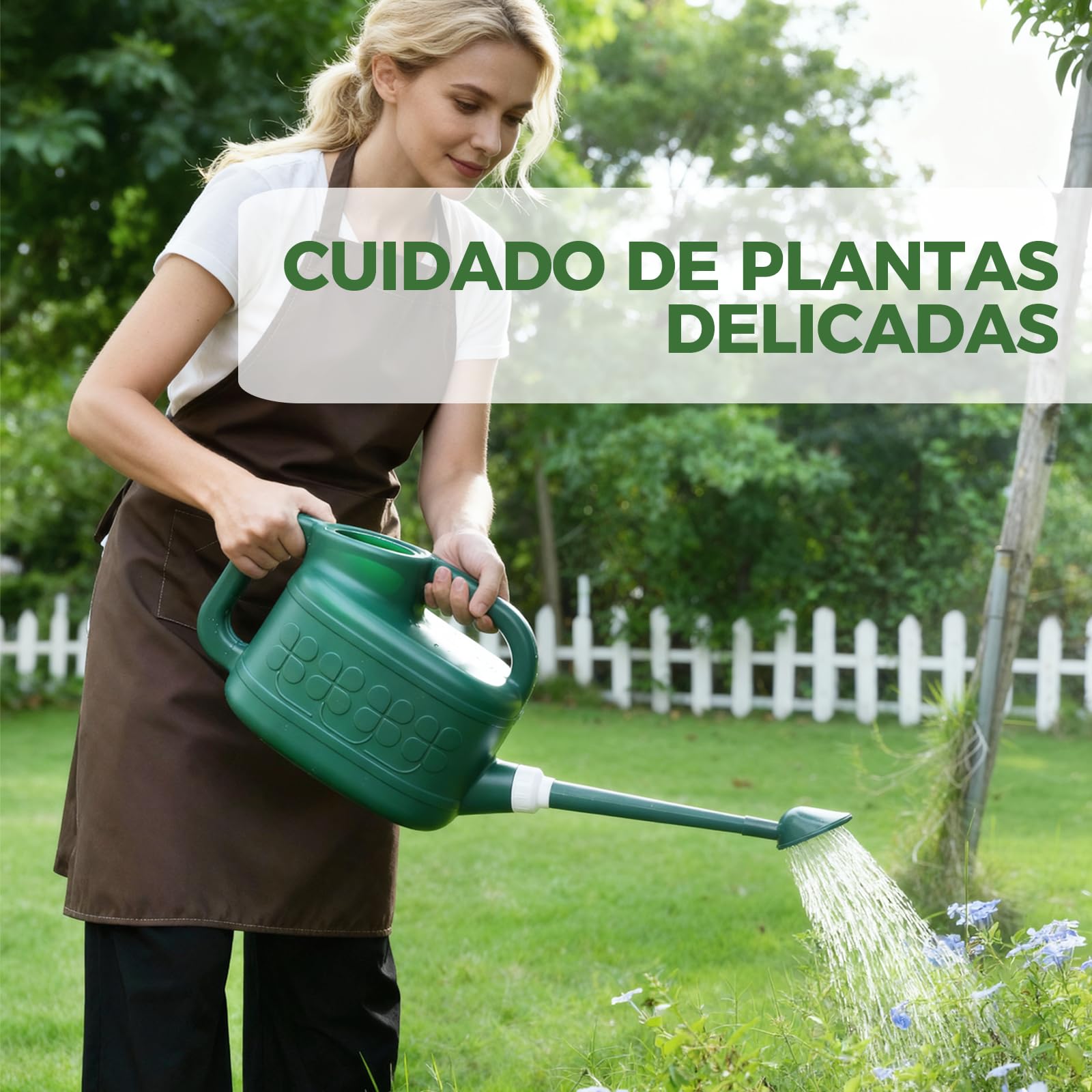 Bamworld Regadera Plantas de Interior 7.5 litros (2 Galones) Regadera de Plástico con Pico Largo para Interior Exterior y Jardinería