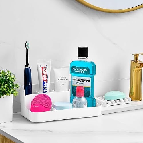 Miniatura 3 de VITVITI Porta cepillos de dientes para baño, organizador de baño, encimera, organizador de encimera de baño con 5 compartimentos de almacenamiento