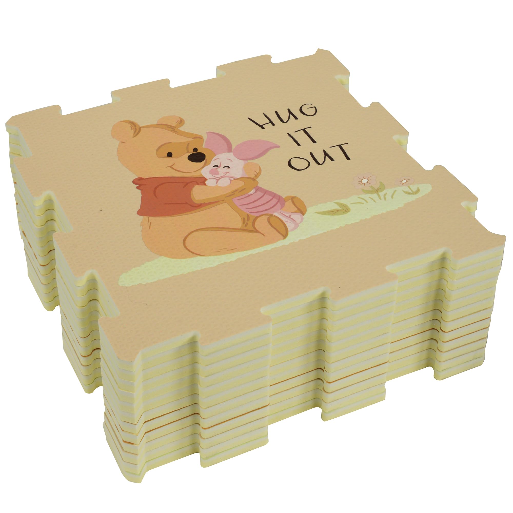 Disney Winnie The Pooh - Tapetes de Espuma Suave para bebés y niños pequeños, para Corral, Tiempo Boca Abajo, 10 mm de Grosor, 12 Piezas entrelazadas para niños