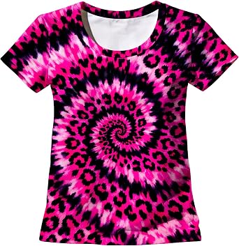 Womens Tie Dye Shirt Hippie T Shirts Short Sleeve Crewneck Tee Tops