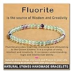 AD Beads Handmade Gemstone Stretch Elastic Bracelet Crystal Healing Reiki Nature\'s Beauty and Spiritual Essence Unisex (4mm, Fluorite)