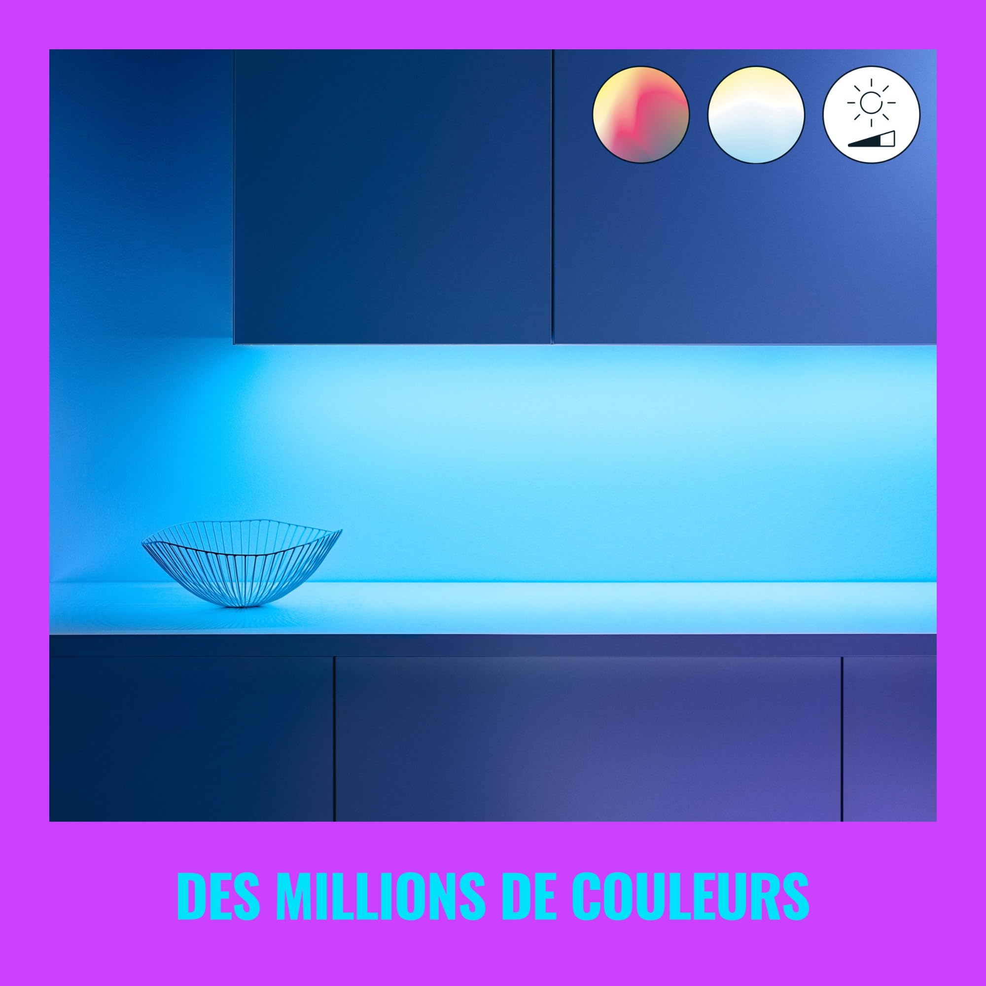 WiZ, Ruban LED Connecté - 2 Mètres, 1600 lm, avec détecteur de mouvement, Connexion Wi-Fi, Contrôle possible par la Voix, App, Alexa, Google Assistant et Apple HomeKit