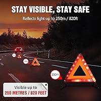 Vista 3 de XOOL Triángulo de advertencia triángulo de advertencia de emergencia Reflector Triángulo Triángulo Kit de triángulo de seguridad adecuado
