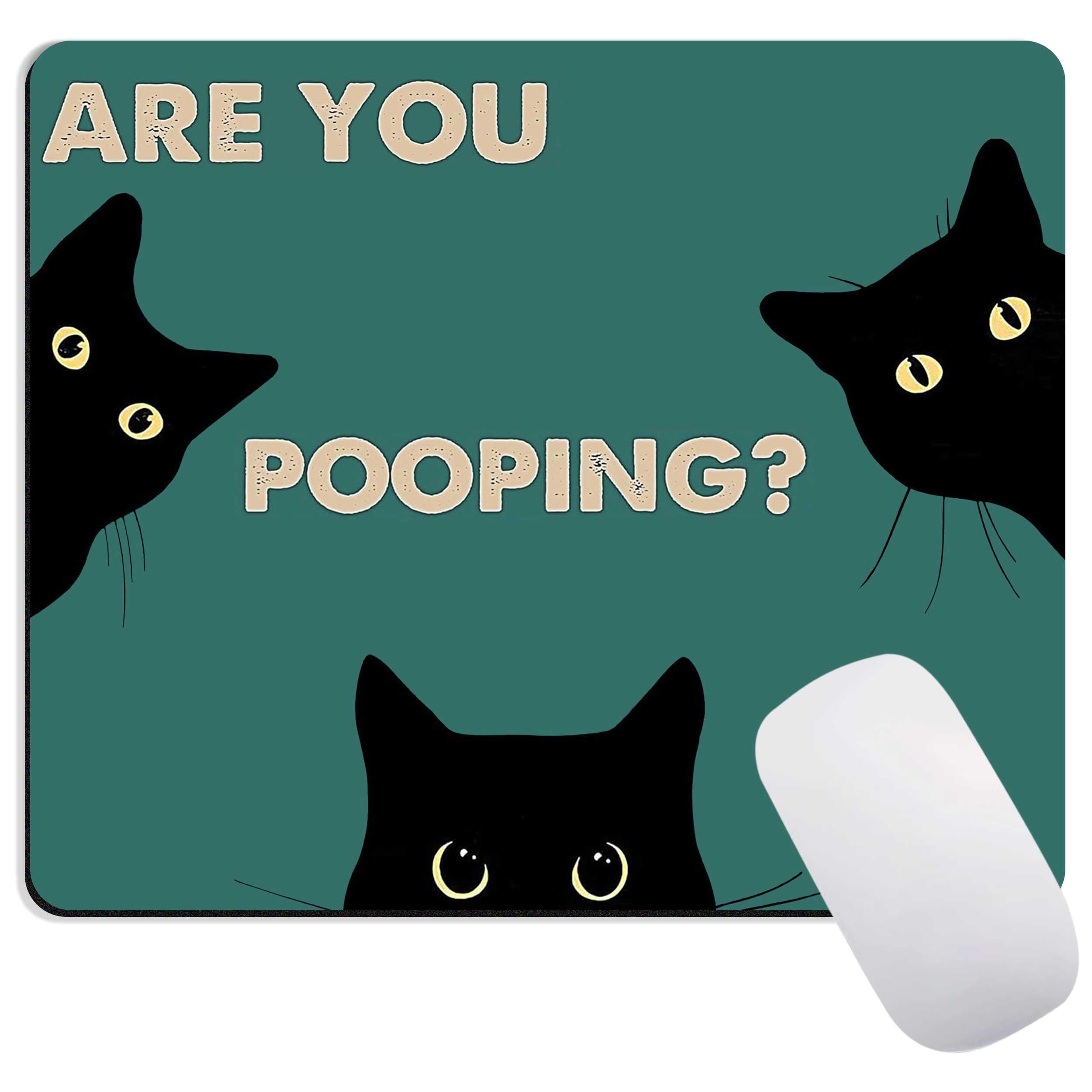 Cute Cat Mouse Pad, are You Pooping Funny Landscape Mouse Pads for Desk, Mouse Mat Square Waterproof Mouse Pad Non Slip Rubber Base MousePads for