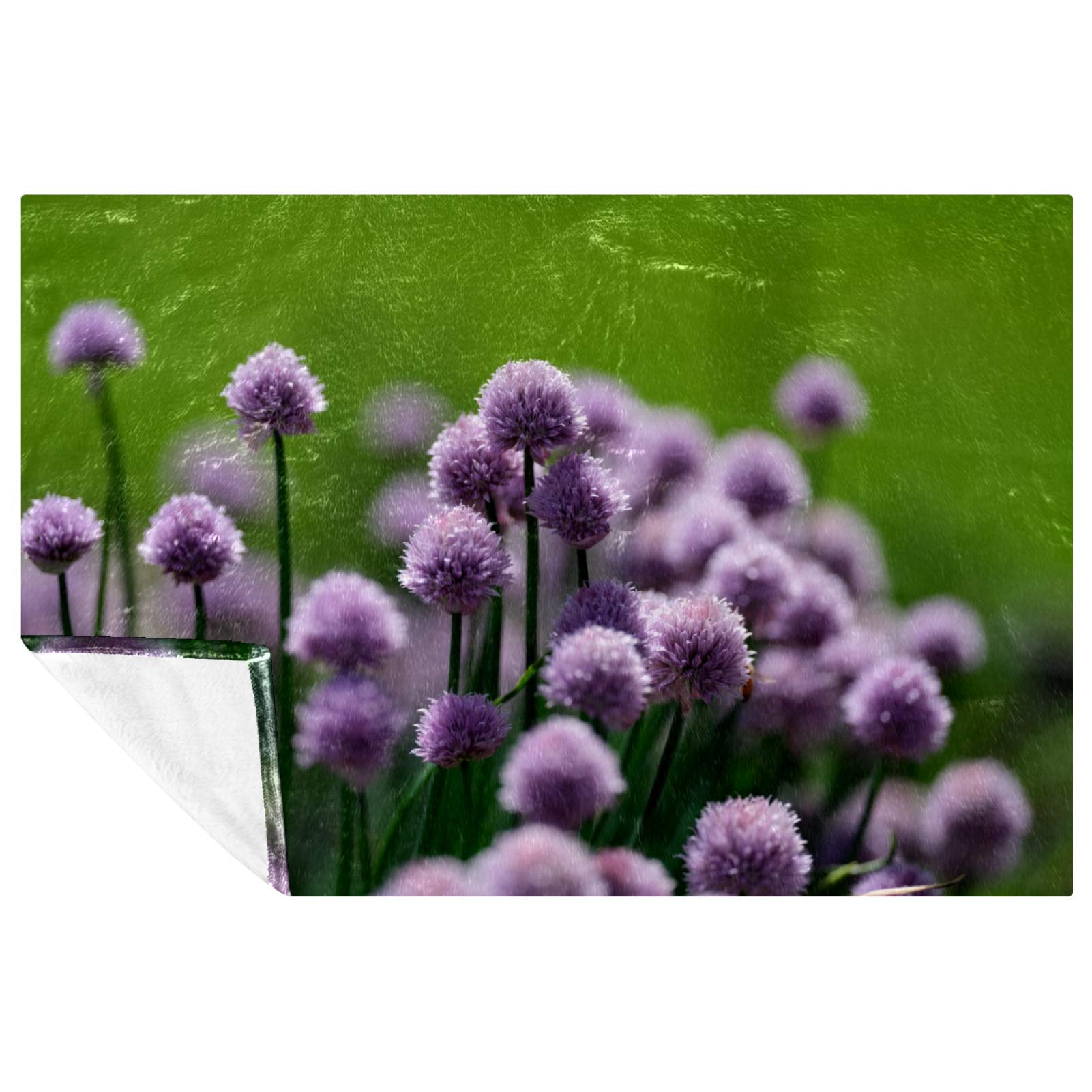 Couverture douce pour frissons sur canapé ou lit, plaid chaud motif floral violet