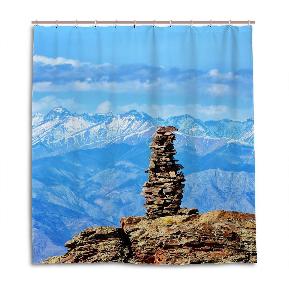 Rideau de douche en polyester bleu ciel Chehongg 180x180 cm avec crochets