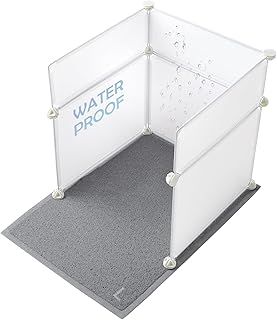 MEEXPAWS Cat Litter Box Enclosure Splash Guard Large L19×W19×H20 inch, Light Weight Plastic Sheets with Cat Litter Mat Easy Clean (White)