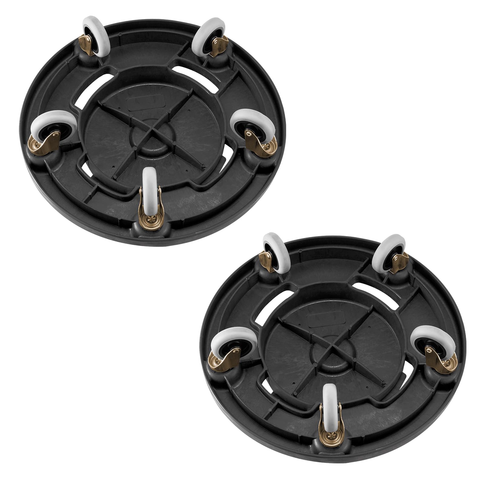 VEVOR 2 PCS Carrito de Bote de Basura, Base Redonda con Ruedas para Basura con 4 Ruedas Bloqueables, Capacidad de Peso de 227 kg, Carro para Barril Resistente, Carrito Rodante Multiuso, Negro