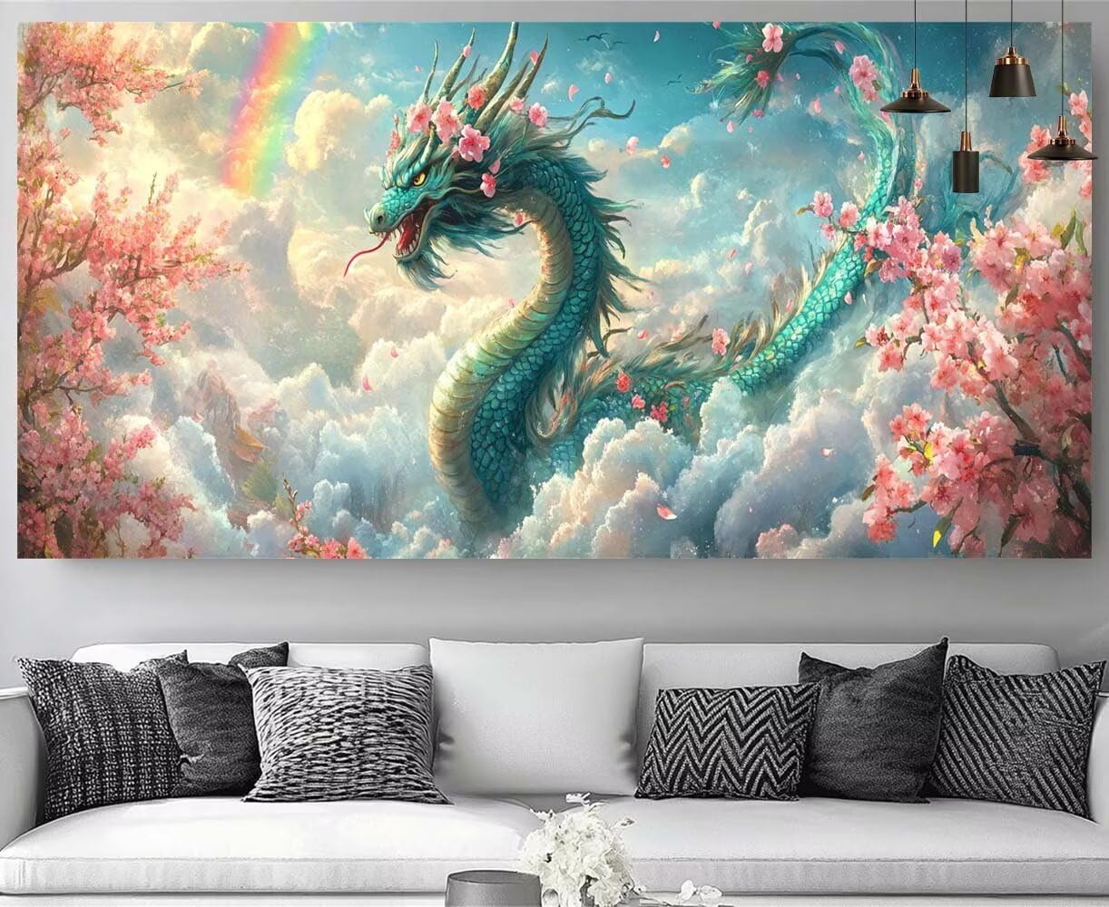 Kit complet fleur diamond painting dragon, le cadeau créatif idéal - 8