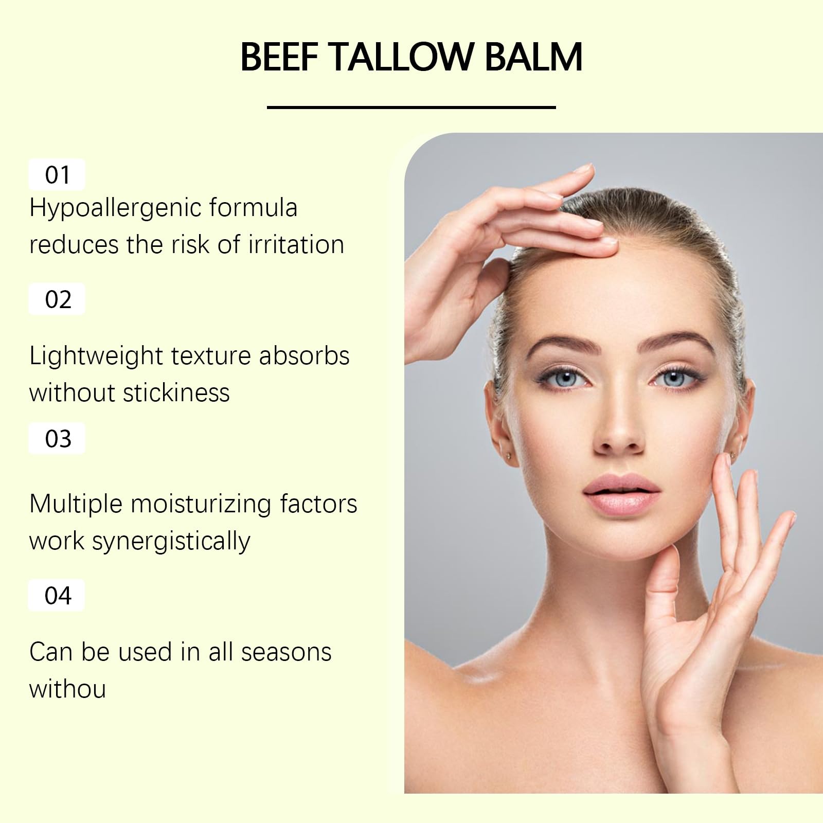 Beef Tallow Honey Balm & Beef Tallow Moisturiser- Organic Grass-Fed Tallows Face Cream, Deeply Nourishing - Image 3