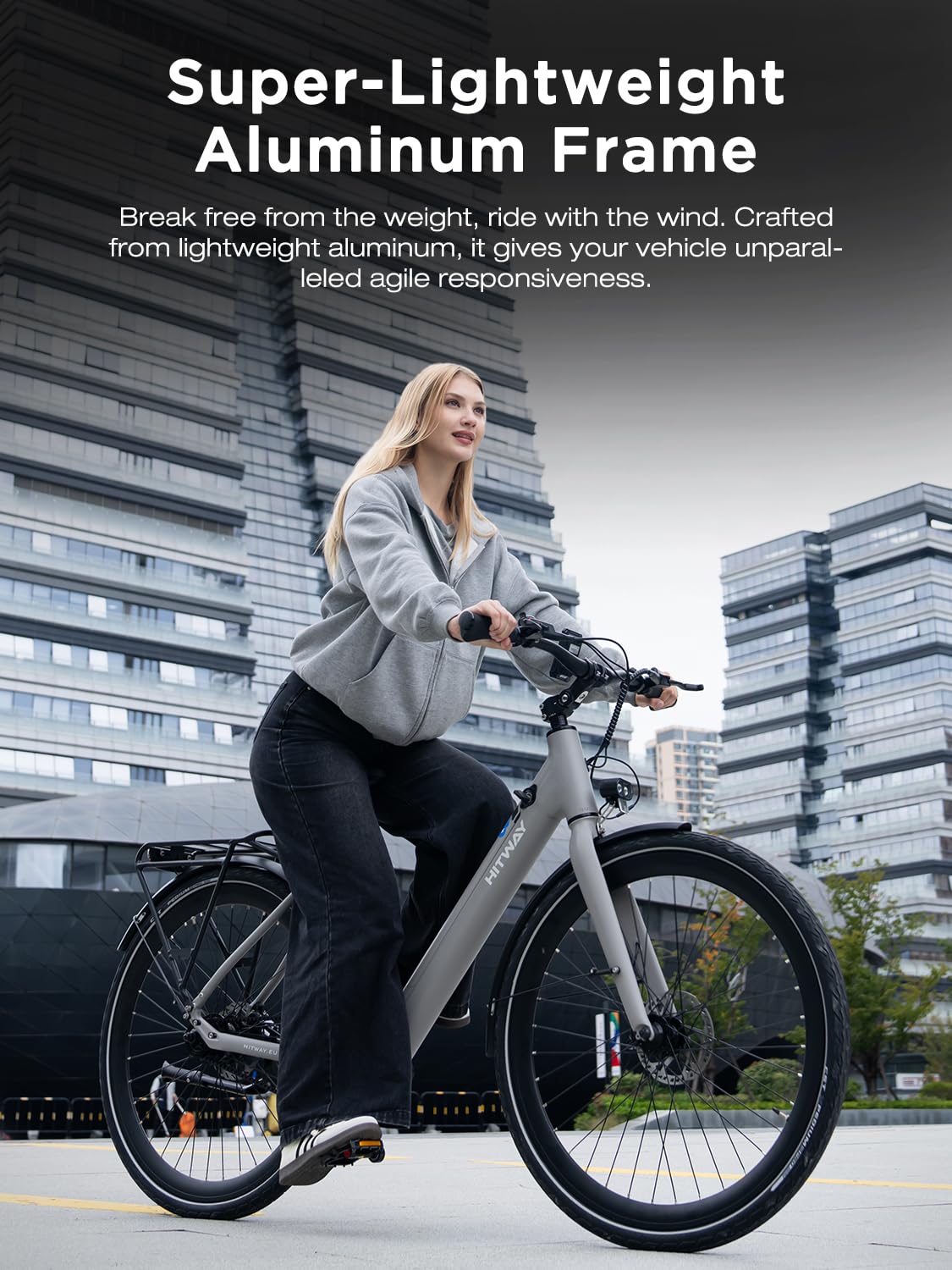 HITWAY BK18P Vélo Électrique 36V 10,4Ah, Vélo Urbain, E-Bike, Roues 700C | Freins hydrauliques, Bluetooth, APP et transmission par courroie