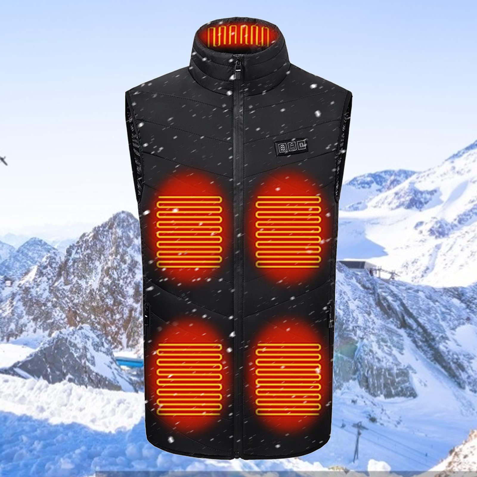 Genérico Chaleco acolchado grueso para hombre, cálido, sólido, de algodón calentado, con bolsillo, chaqueta, chaleco, abrigo, abrigos y chaquetas de invierno para hombre